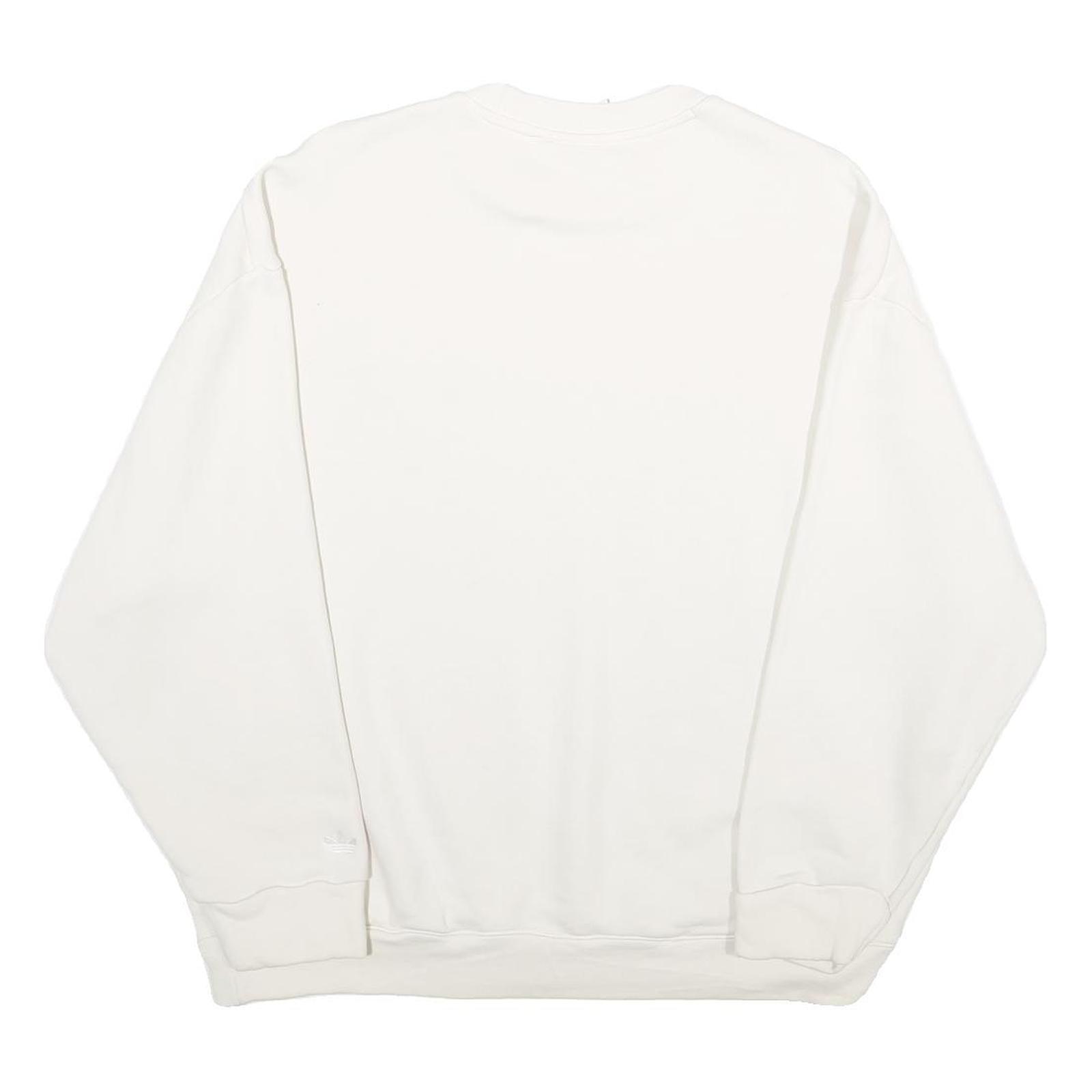 ADIDAS Womens White Sweatshirt Crew Neck UK 18 Cotton Pullover Classic Fit
