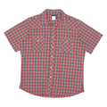 WRANGLER Mens Red & Green Check Shirt L Short Sleeve Button Casual
