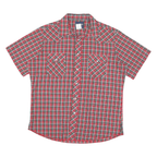 WRANGLER Mens Red & Green Check Shirt L Short Sleeve Button Casual