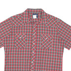 WRANGLER Mens Red & Green Check Shirt L Short Sleeve Button Casual