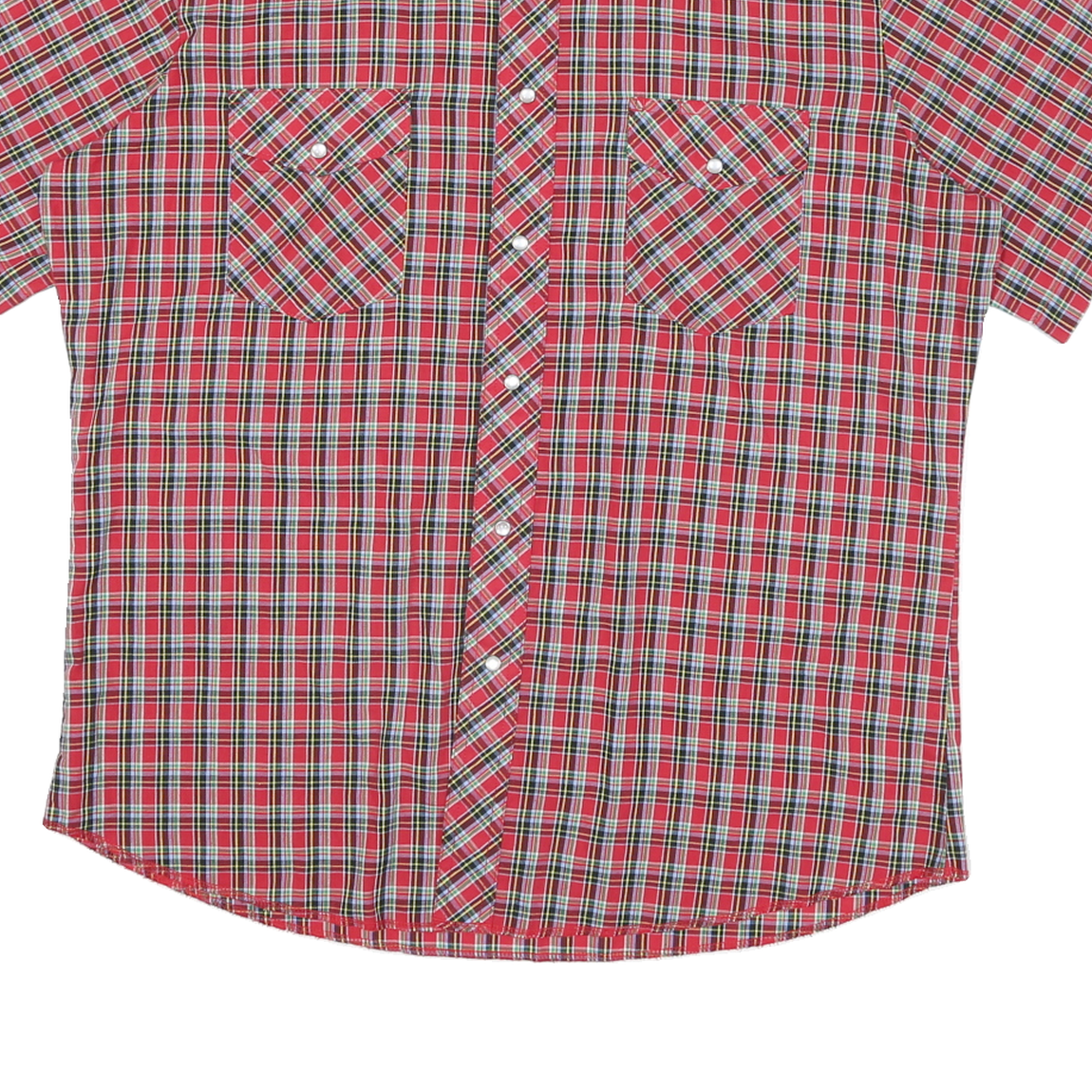 WRANGLER Mens Red & Green Check Shirt L Short Sleeve Button Casual