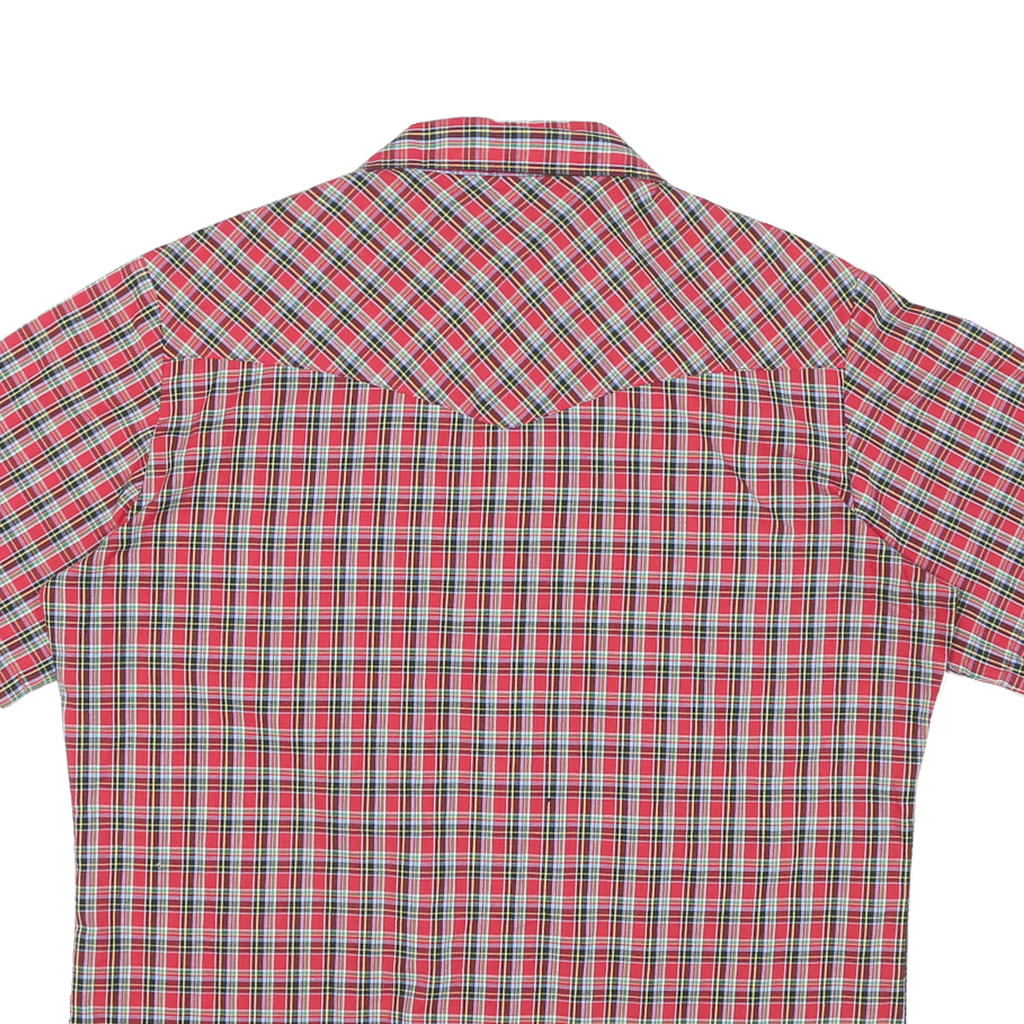 WRANGLER Mens Red & Green Check Shirt L Short Sleeve Button Casual