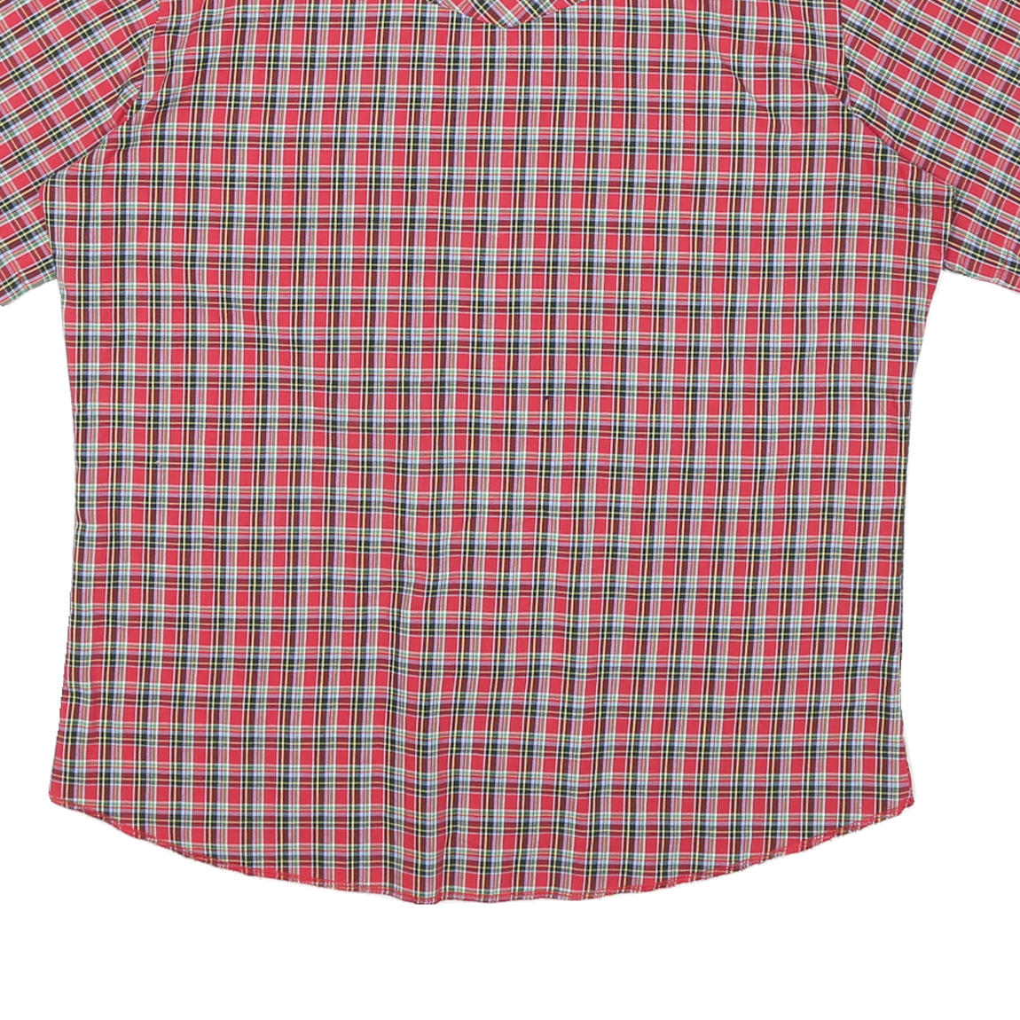 WRANGLER Mens Red & Green Check Shirt L Short Sleeve Button Casual