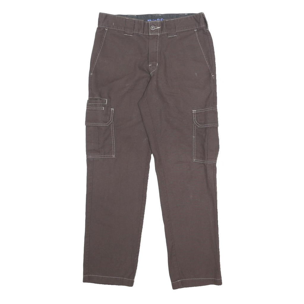 DICKIES Womens Cotton Blend Brown Slim Cargo Trousers W29 L29 Workwear Pocket