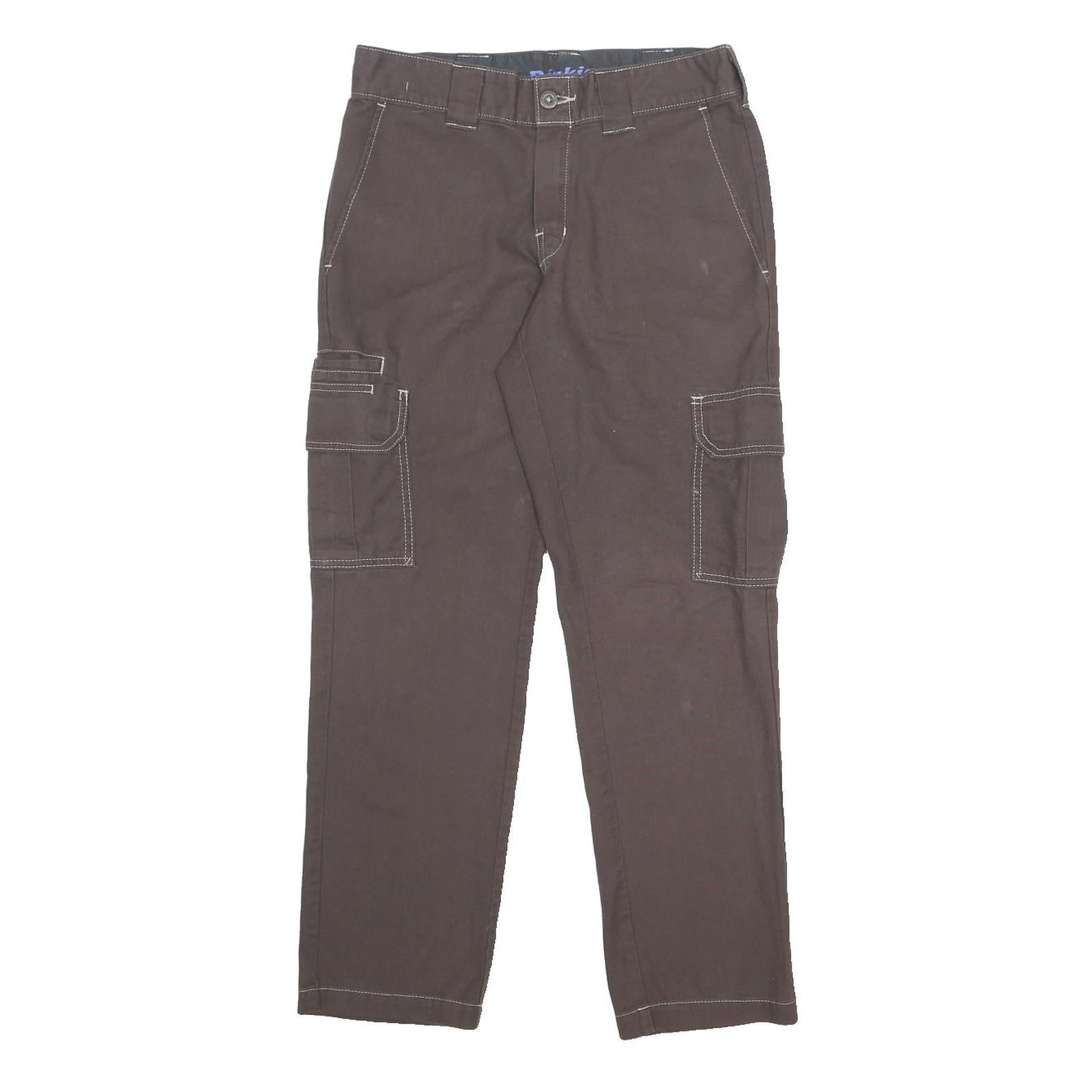 DICKIES Womens Cotton Blend Brown Slim Cargo Trousers W29 L29 Workwear Pocket