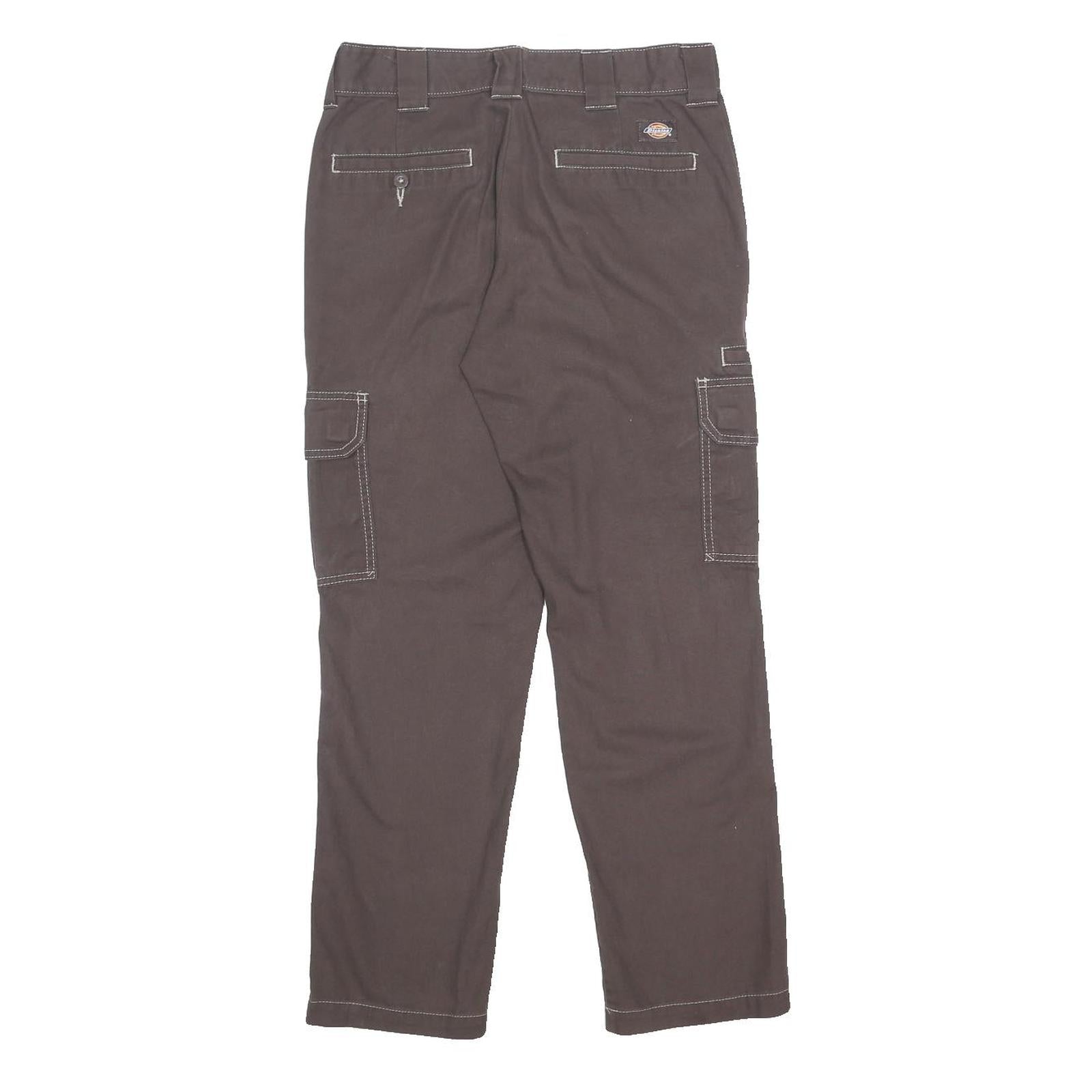 DICKIES Womens Cotton Blend Brown Slim Cargo Trousers W29 L29 Workwear Pocket