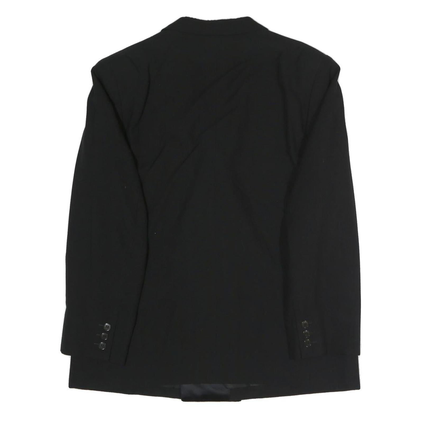 Mens Black Double Breasted Formal Jacket XL Polyester Blend Satin Lapel Button