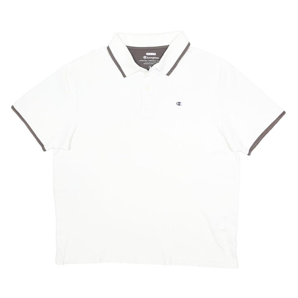 CHAMPION Womens White Polo Shirt Short Sleeve Plain M Simple Casual