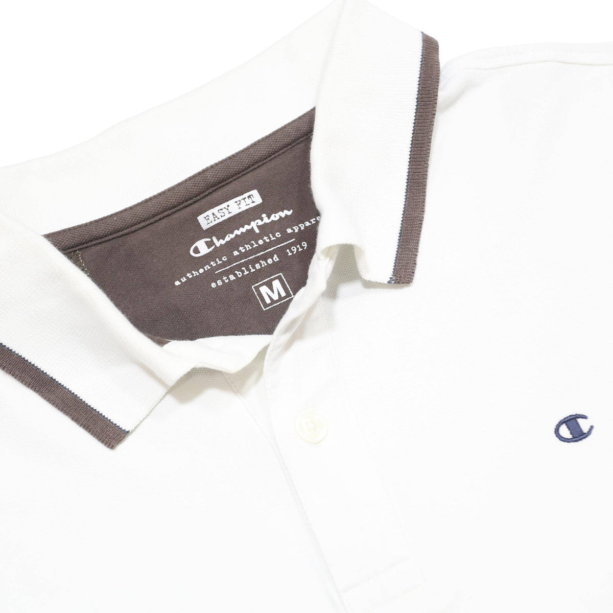 CHAMPION Womens White Polo Shirt Short Sleeve Plain M Simple Casual