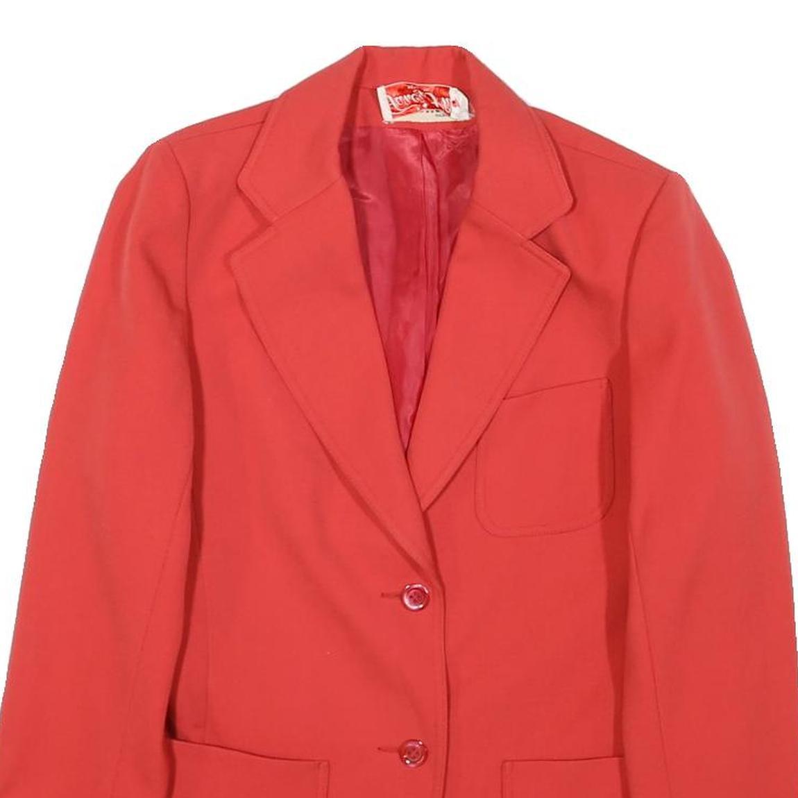 AROMA PARIS Womens Red Blazer Jacket M Woven Button Closure Classic Fit