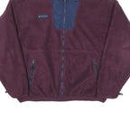 COLUMBIA Mens Maroon & Navy Outdoor Jacket M Polyester Blend Zip Fleece Casual