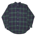 NAUTICA Mens Green & Blue Checked Shirt L Classic Cotton Blend Long Sleeve