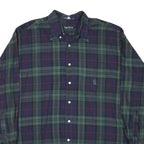 NAUTICA Mens Green & Blue Checked Shirt L Classic Cotton Blend Long Sleeve