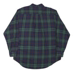 NAUTICA Mens Green & Blue Checked Shirt L Classic Cotton Blend Long Sleeve