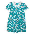 Womens Day Dress Blue 90s Floral Short Sleeve Midi M