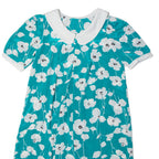 Womens Day Dress Blue 90s Floral Short Sleeve Midi M