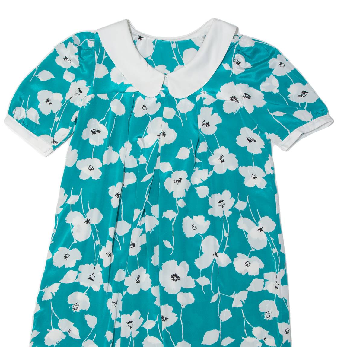 Womens Day Dress Blue 90s Floral Short Sleeve Midi M
