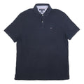 TOMMY HILFIGER Mens Blue Short Sleeve Plain XL Polo Shirt Cotton Blend Classic