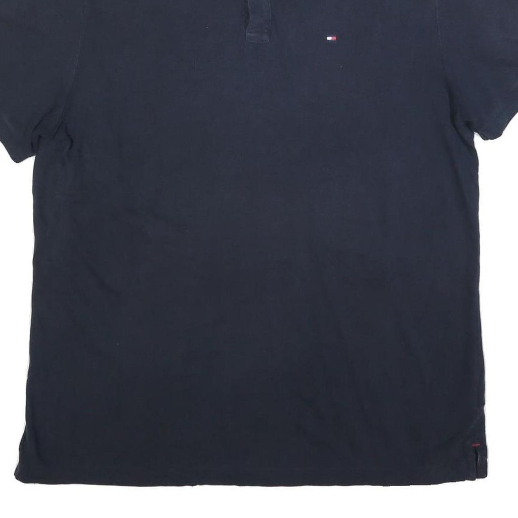 TOMMY HILFIGER Mens Blue Short Sleeve Plain XL Polo Shirt Cotton Blend Classic