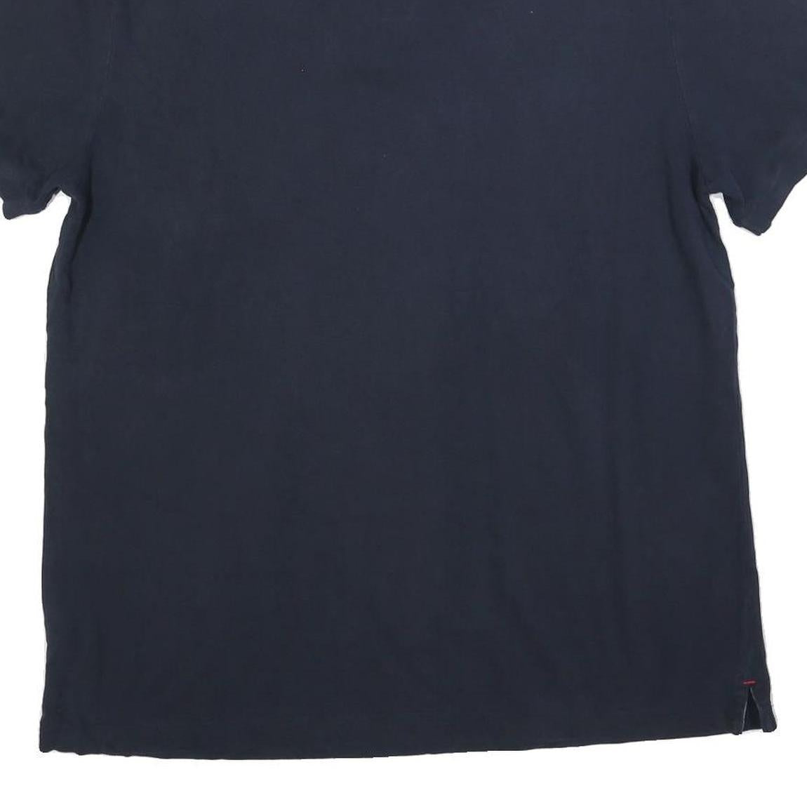 TOMMY HILFIGER Mens Blue Short Sleeve Plain XL Polo Shirt Cotton Blend Classic