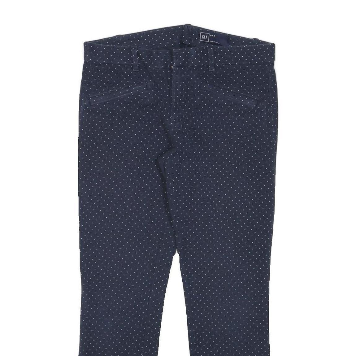 GAP Womens Cotton Blend Navy Blue Slim Trousers W28 L25 Polka Dot Pattern