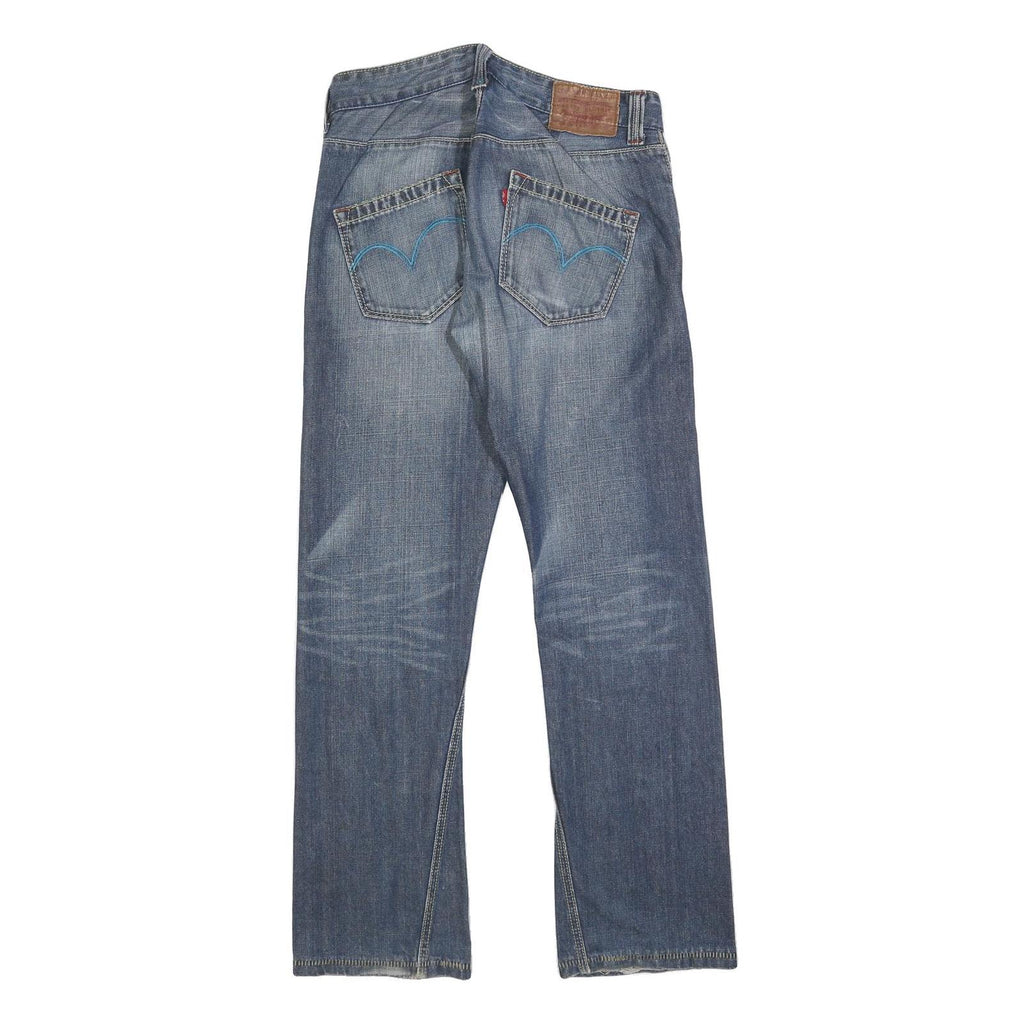 LEVI'S Womens Regular Fit Straight Blue Denim Jeans W30 L32 Button Cotton Blend