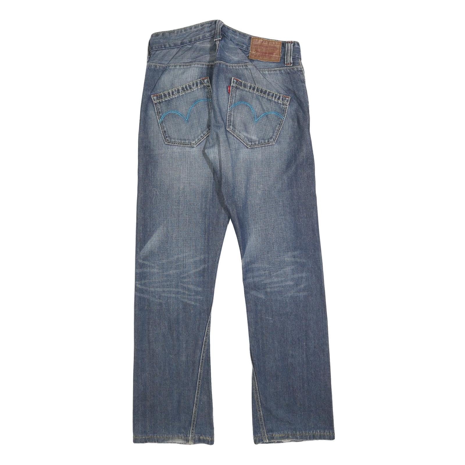 LEVI'S Womens Regular Fit Straight Blue Denim Jeans W30 L32 Button Cotton Blend