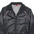 PUMA Womens Black Pink Track Jacket S Polyester Zip Sports Casual Athletic