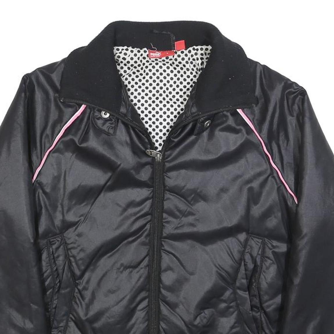 PUMA Womens Black Pink Track Jacket S Polyester Zip Sports Casual Athletic