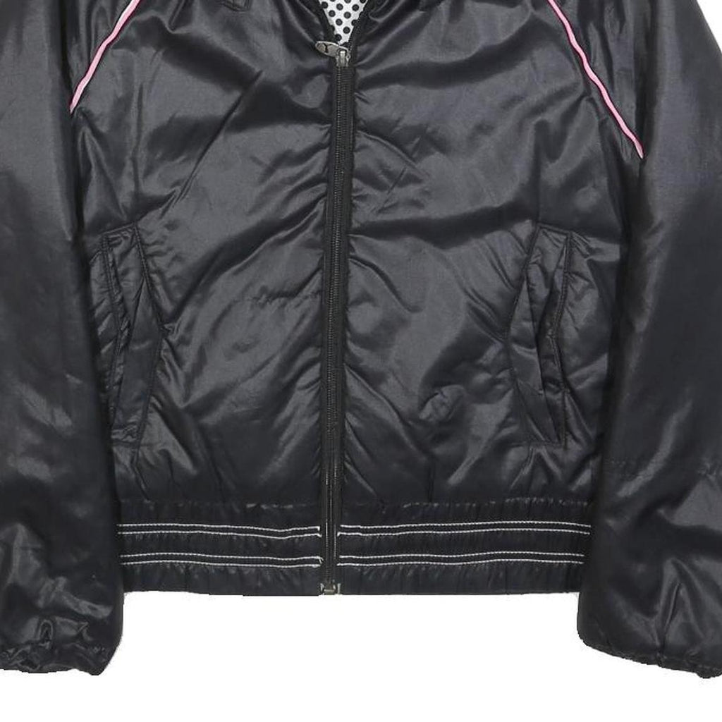 PUMA Womens Black Pink Track Jacket S Polyester Zip Sports Casual Athletic