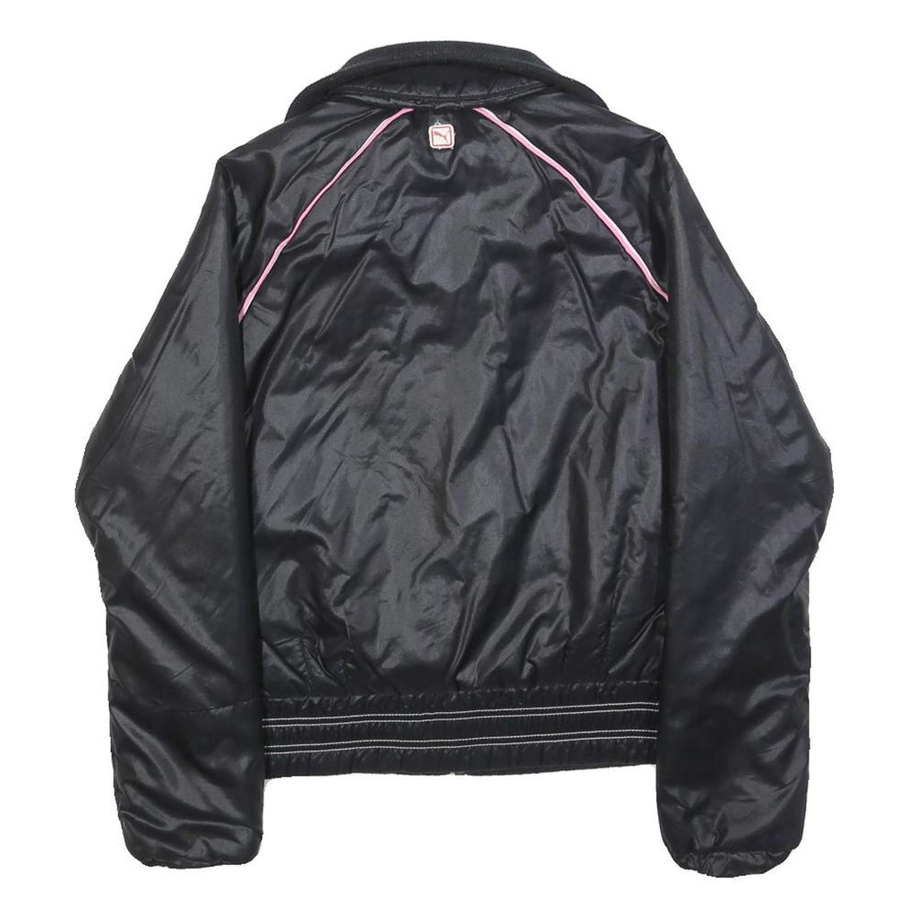 PUMA Womens Black Pink Track Jacket S Polyester Zip Sports Casual Athletic
