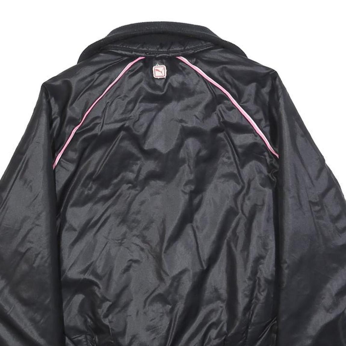 PUMA Womens Black Pink Track Jacket S Polyester Zip Sports Casual Athletic