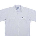 WRANGLER Mens Blue Plain Cotton Blend Shirt M Casual Western Style Button