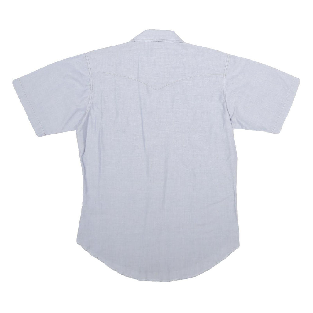 WRANGLER Mens Blue Plain Cotton Blend Shirt M Casual Western Style Button