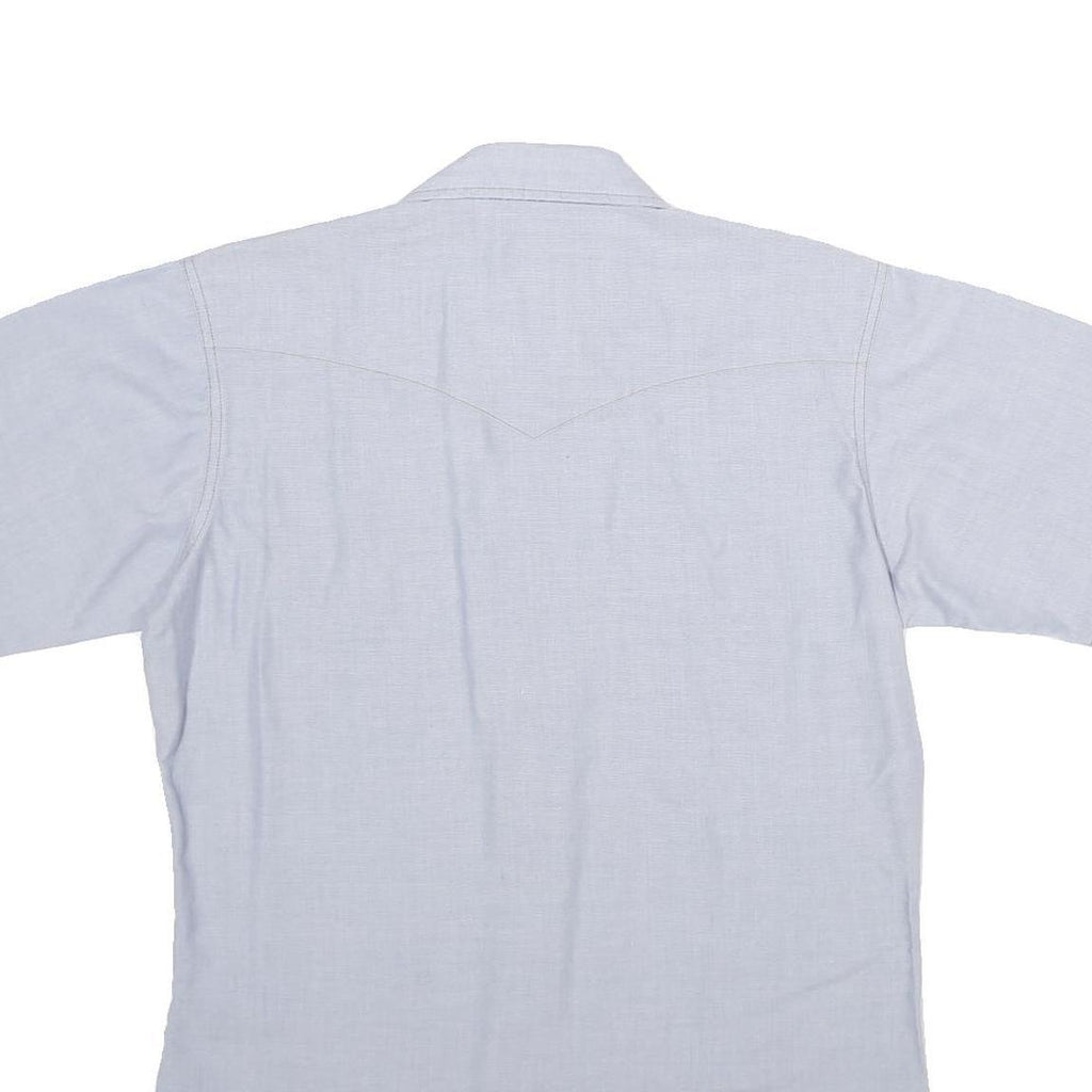 WRANGLER Mens Blue Plain Cotton Blend Shirt M Casual Western Style Button