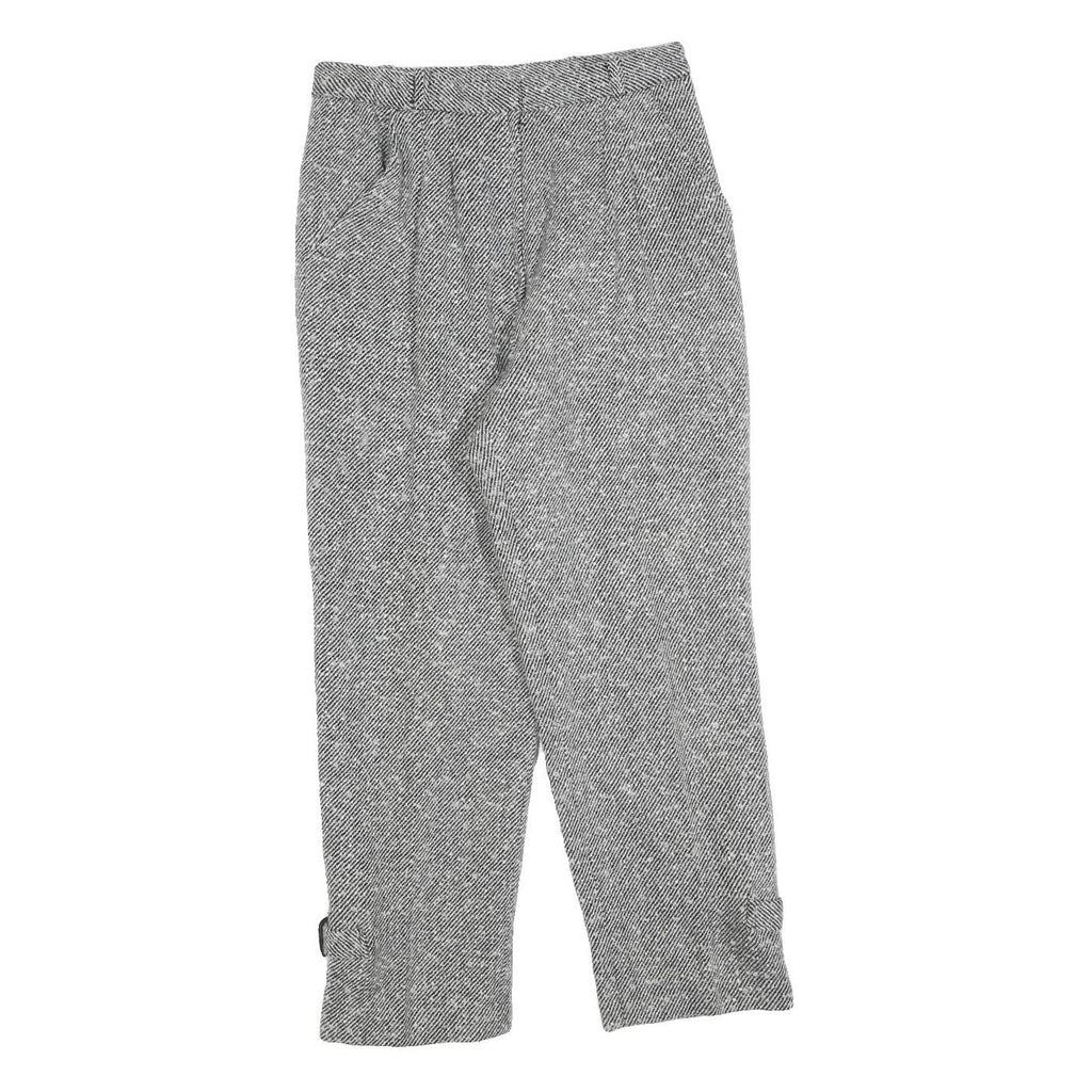 Womens Grey Regular Fit Straight Trousers W28 L25 Zip Closure Classic Style