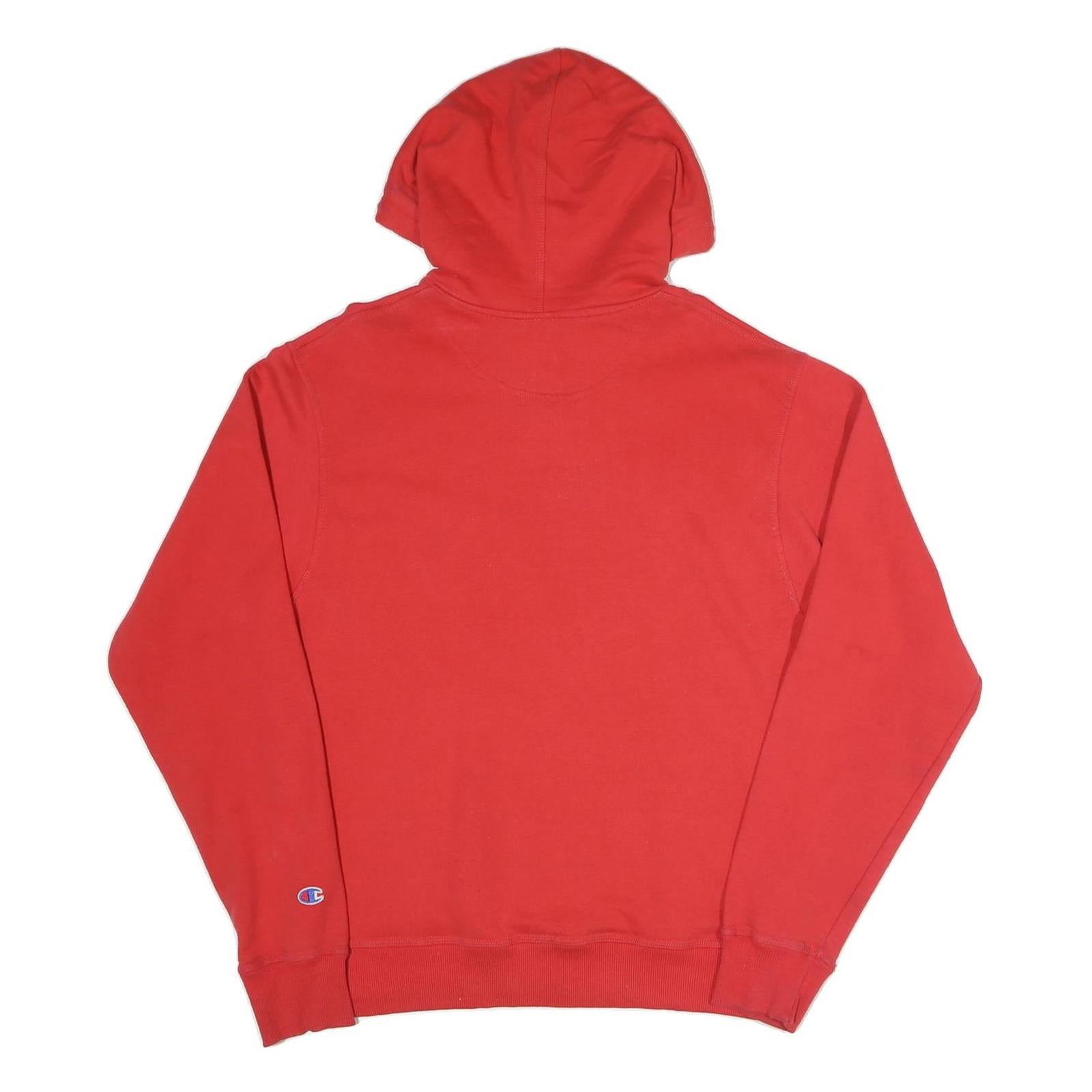 CHAMPION Mens Red Pullover Hoodie M Cotton Blend Classic Logo Casual Wear