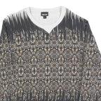 JUST CAVALLI Mens Black & Beige Patterned Crew Neck M Artistic Sweatshirt