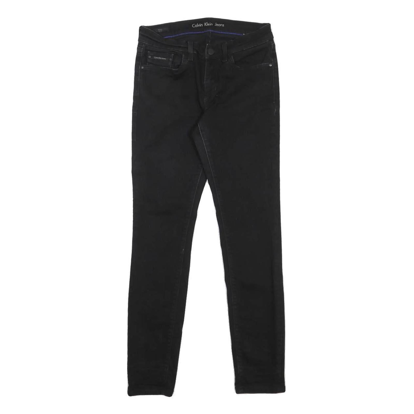 CALVIN KLEIN JEANS Womens Black Slim Skinny Denim Raw W28 L30 Stretch Comfort