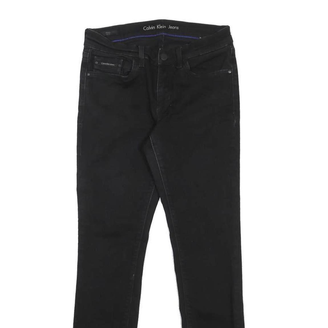 CALVIN KLEIN JEANS Womens Black Slim Skinny Denim Raw W28 L30 Stretch Comfort