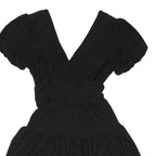 TOPSHOP Womens Black Fit & Flare Woven Mini Dress UK 8 Puff Sleeve V Neck