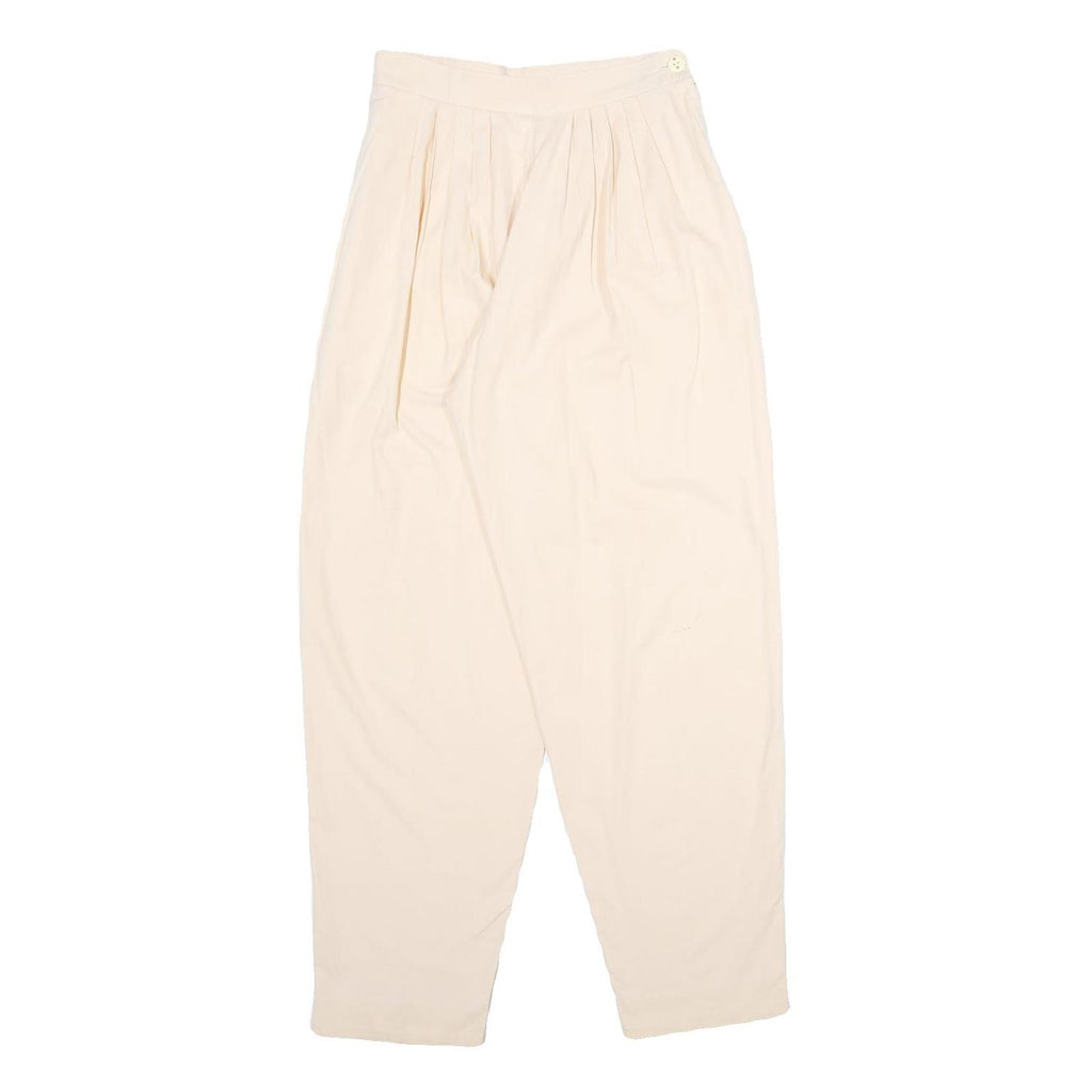 Cream Womens Regular Fit Tapered Trousers W26 L30 Elegant Lightweight