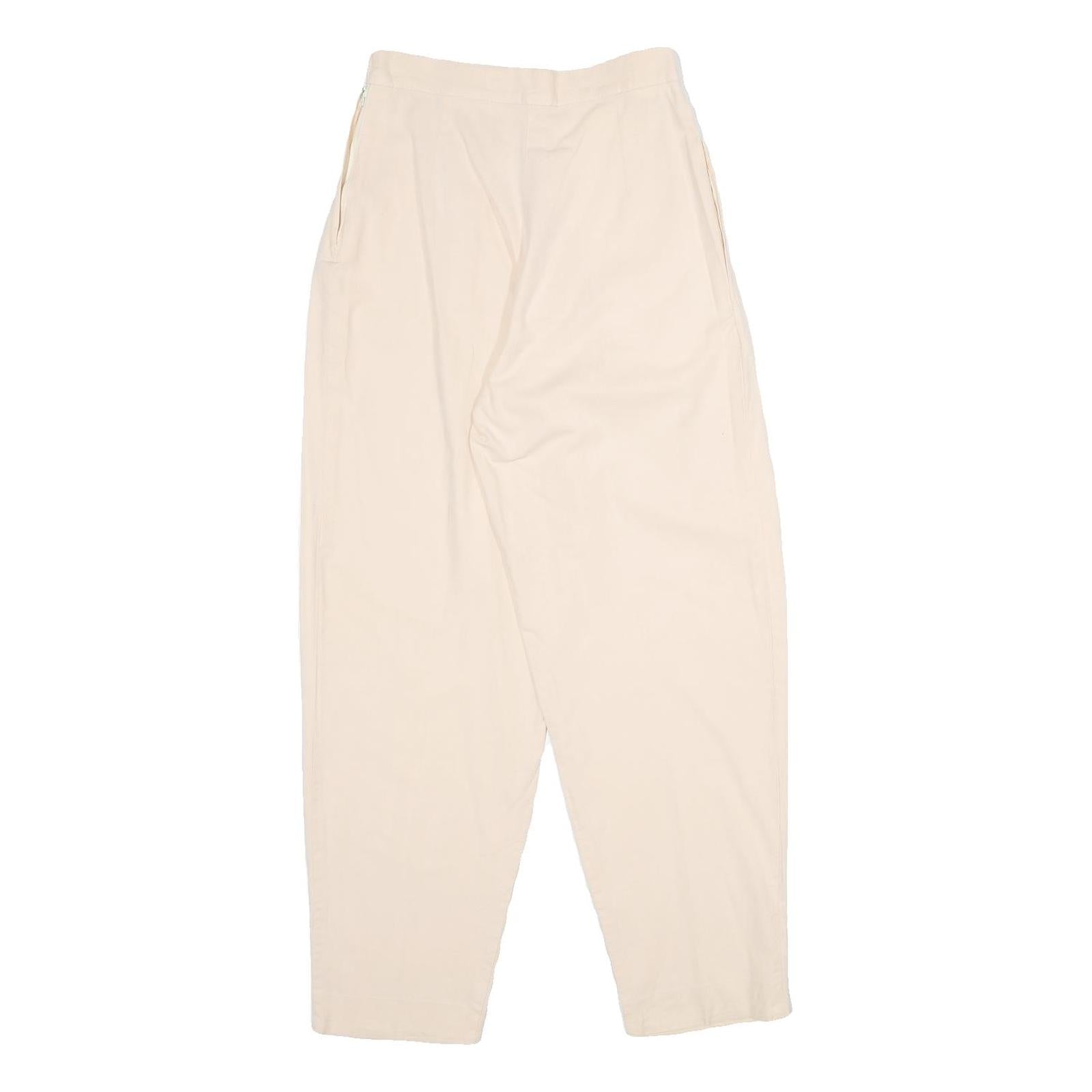 Cream Womens Regular Fit Tapered Trousers W26 L30 Elegant Lightweight
