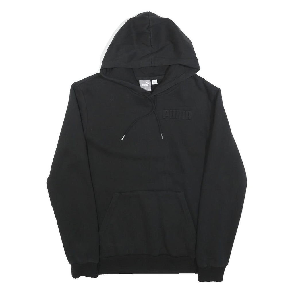 PUMA Mens Black Hoodie S Cotton Blend Pullover Drawstring Hooded Sweatshirt