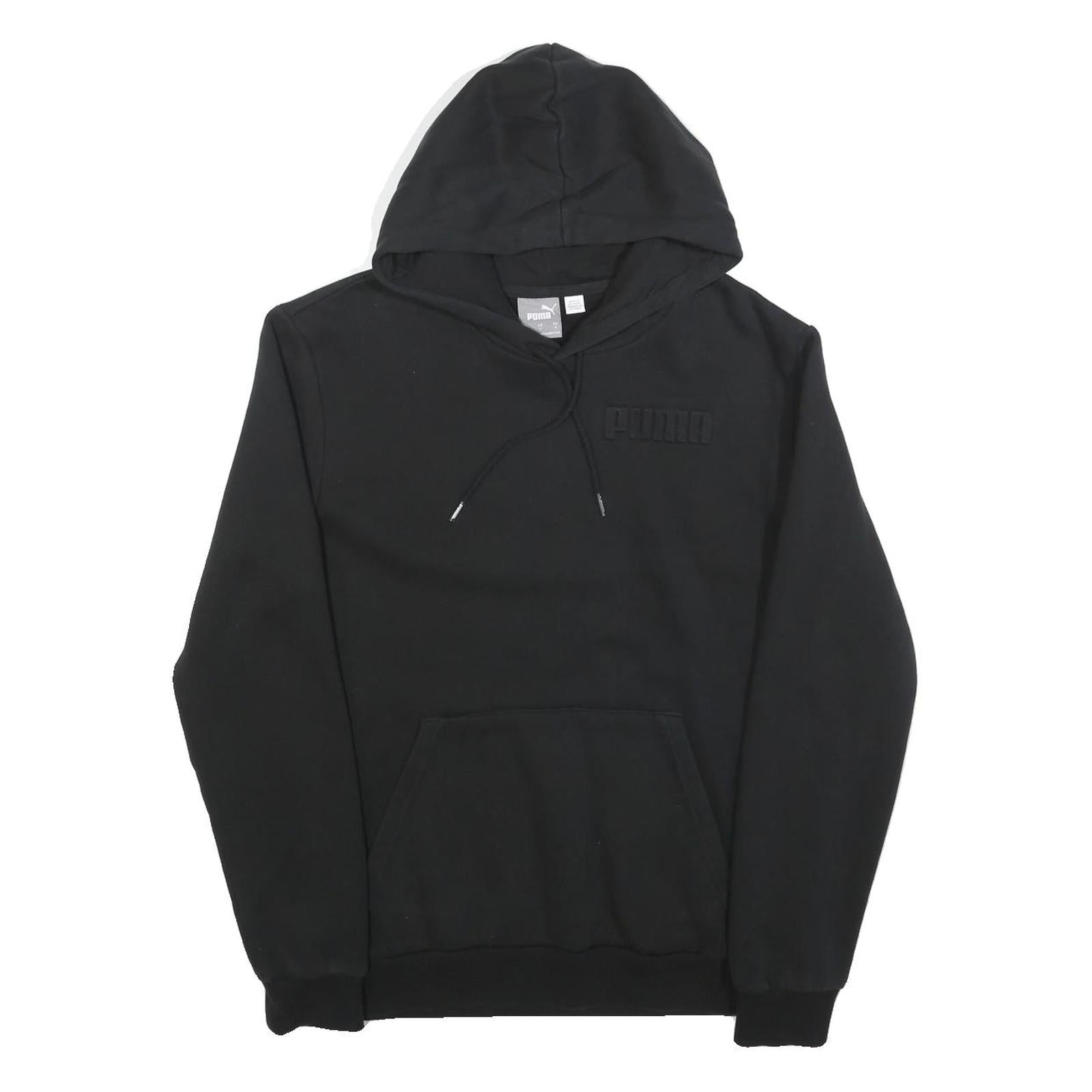 PUMA Mens Black Hoodie S Cotton Blend Pullover Drawstring Hooded Sweatshirt