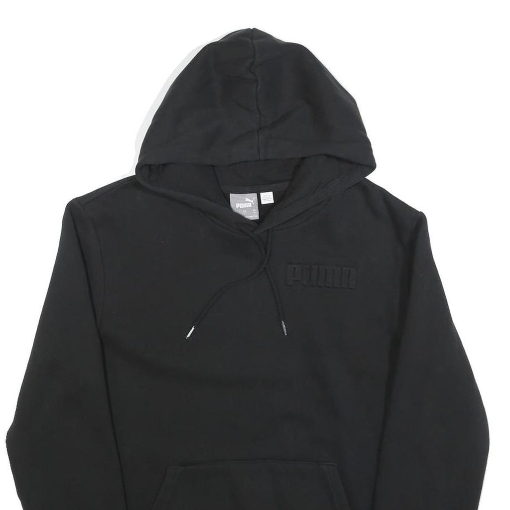 PUMA Mens Black Hoodie S Cotton Blend Pullover Drawstring Hooded Sweatshirt