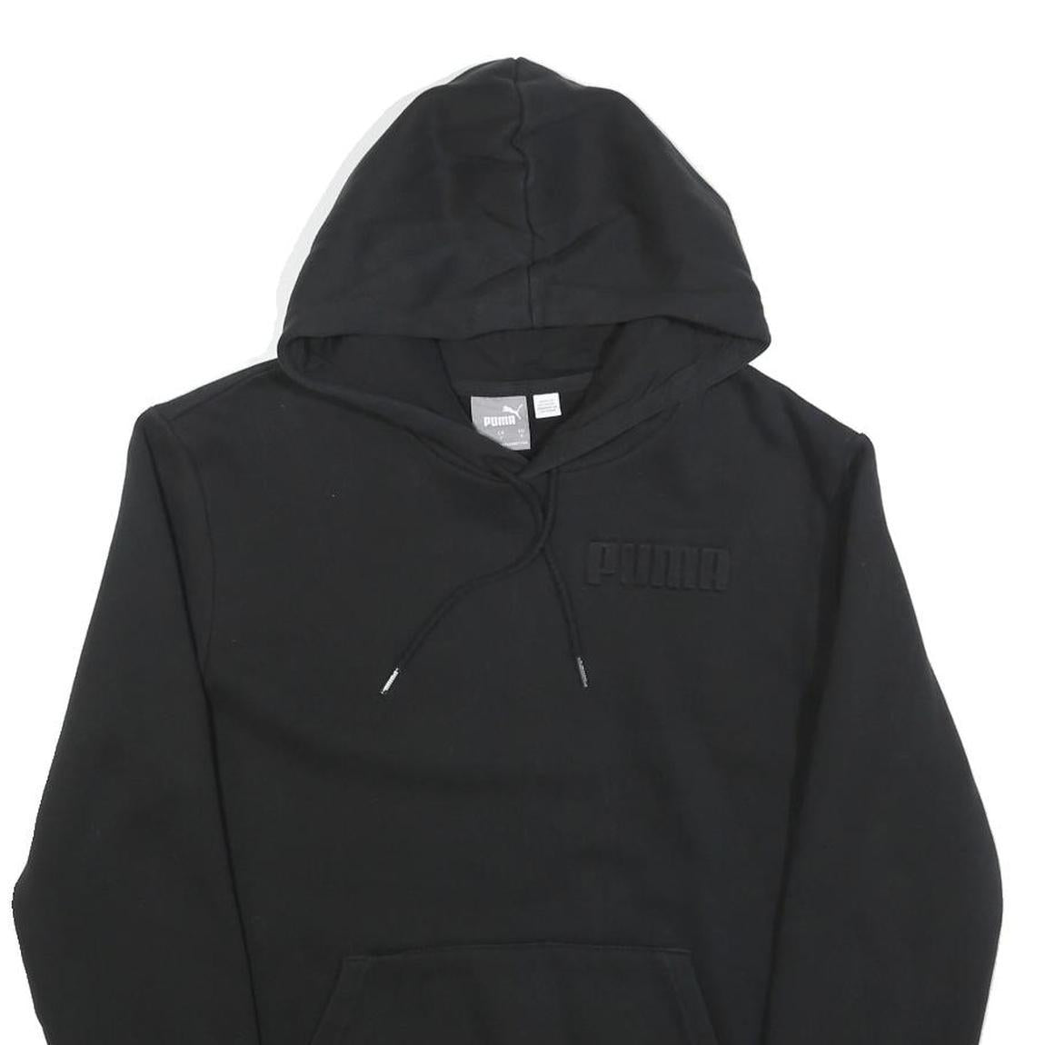 PUMA Mens Black Hoodie S Cotton Blend Pullover Drawstring Hooded Sweatshirt