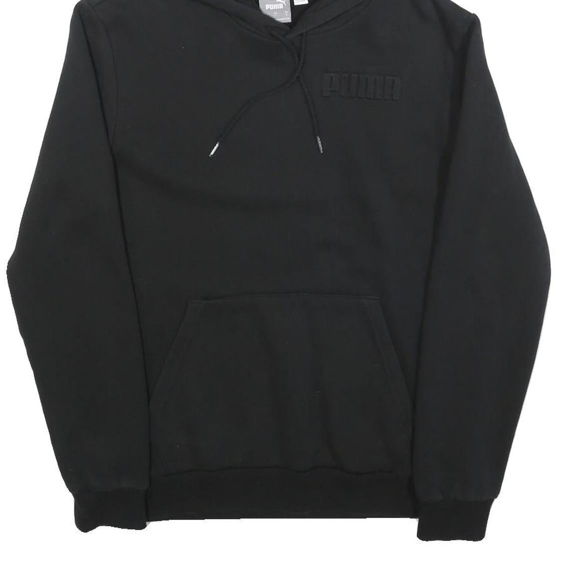 PUMA Mens Black Hoodie S Cotton Blend Pullover Drawstring Hooded Sweatshirt