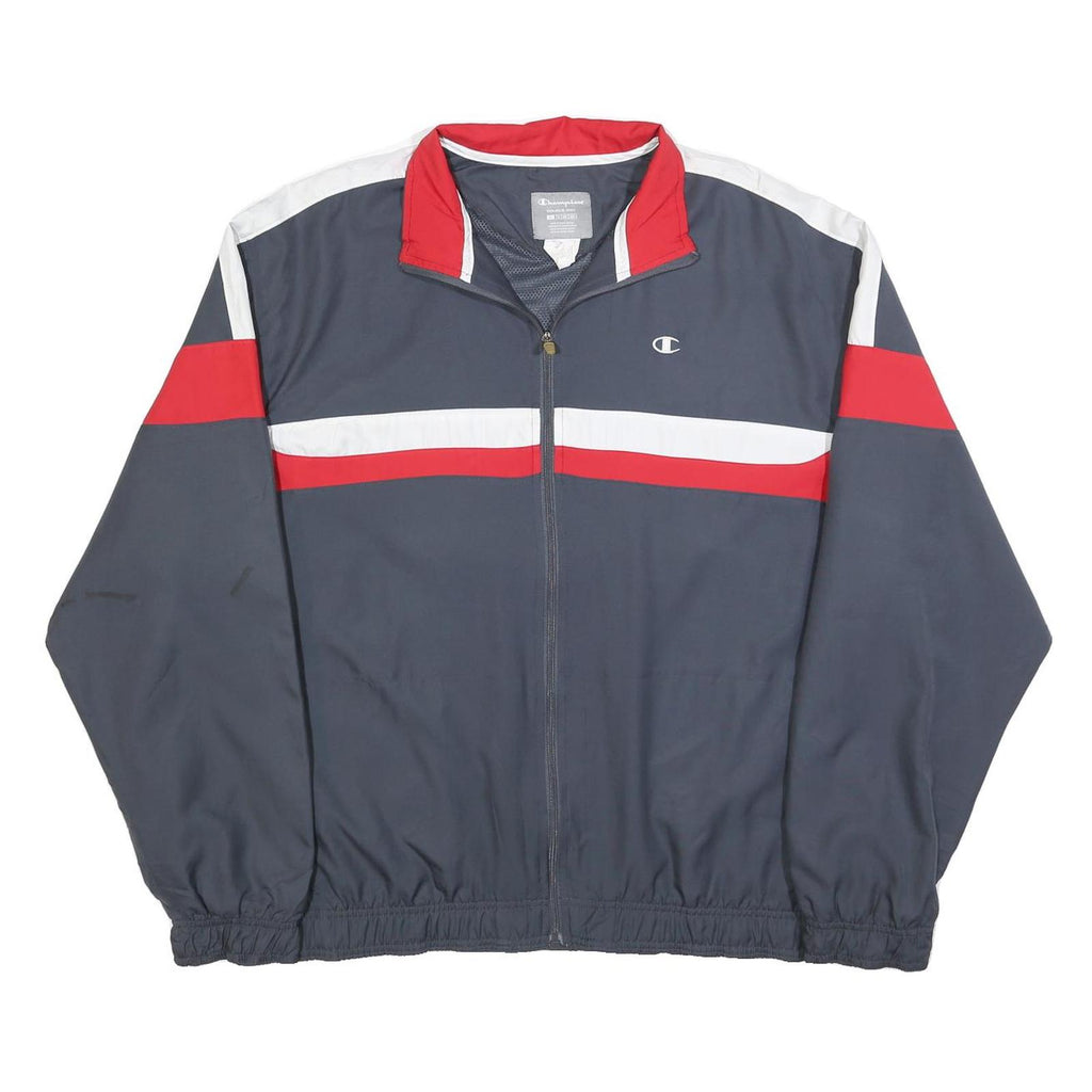 CHAMPION Mens Navy Blue Red & White Zip Jacket XL Polyester Blend Sportswear
