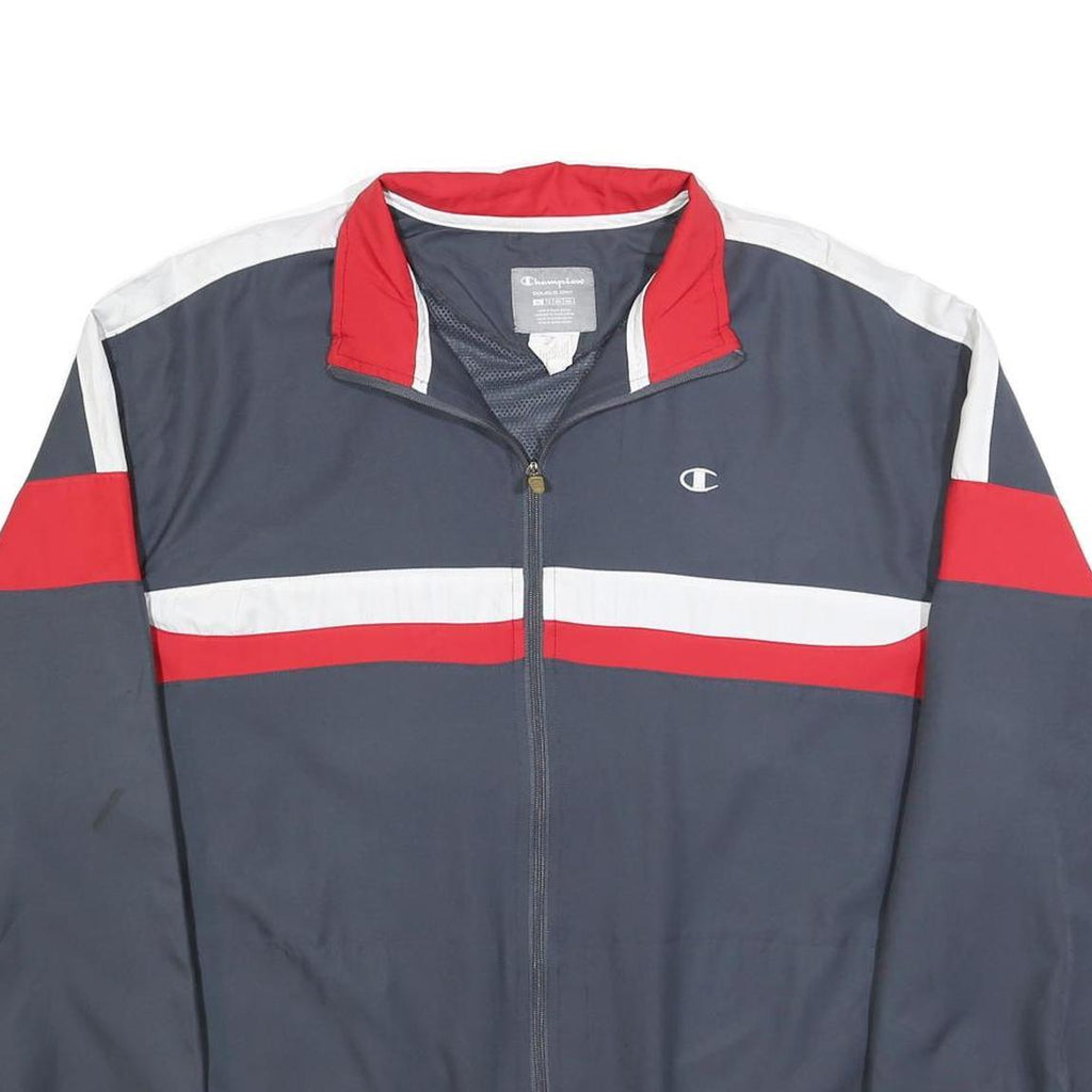 CHAMPION Mens Navy Blue Red & White Zip Jacket XL Polyester Blend Sportswear